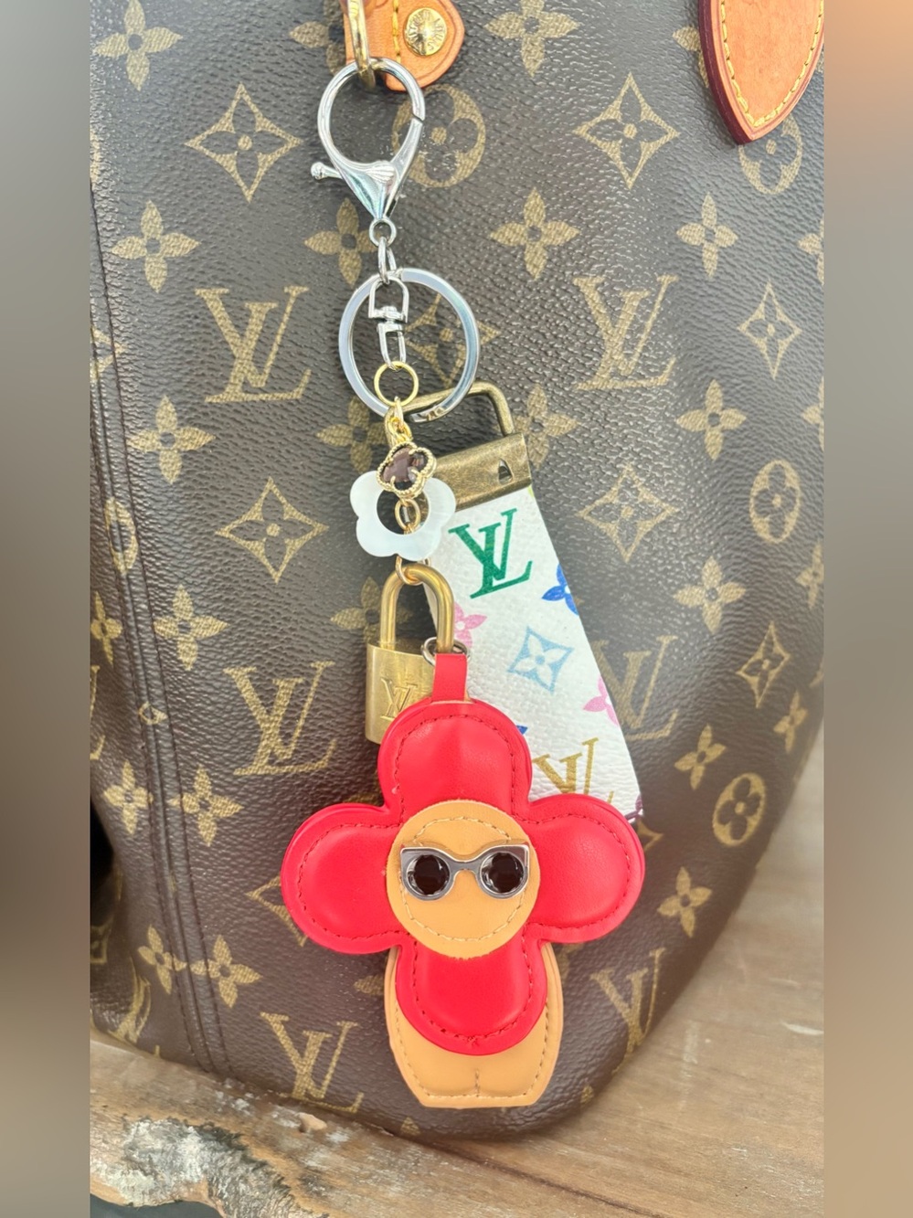 Louis Vuitton Brass Lock #342, Bag Charm,Vivienne Flower Body,Key Chain, 7.25 in - Picture 2 of 5